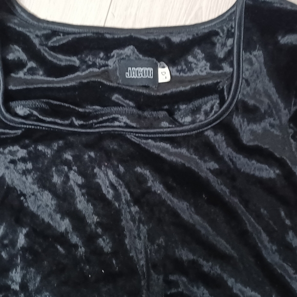 Vintage black velvet full length dress - Picture 2 of 5